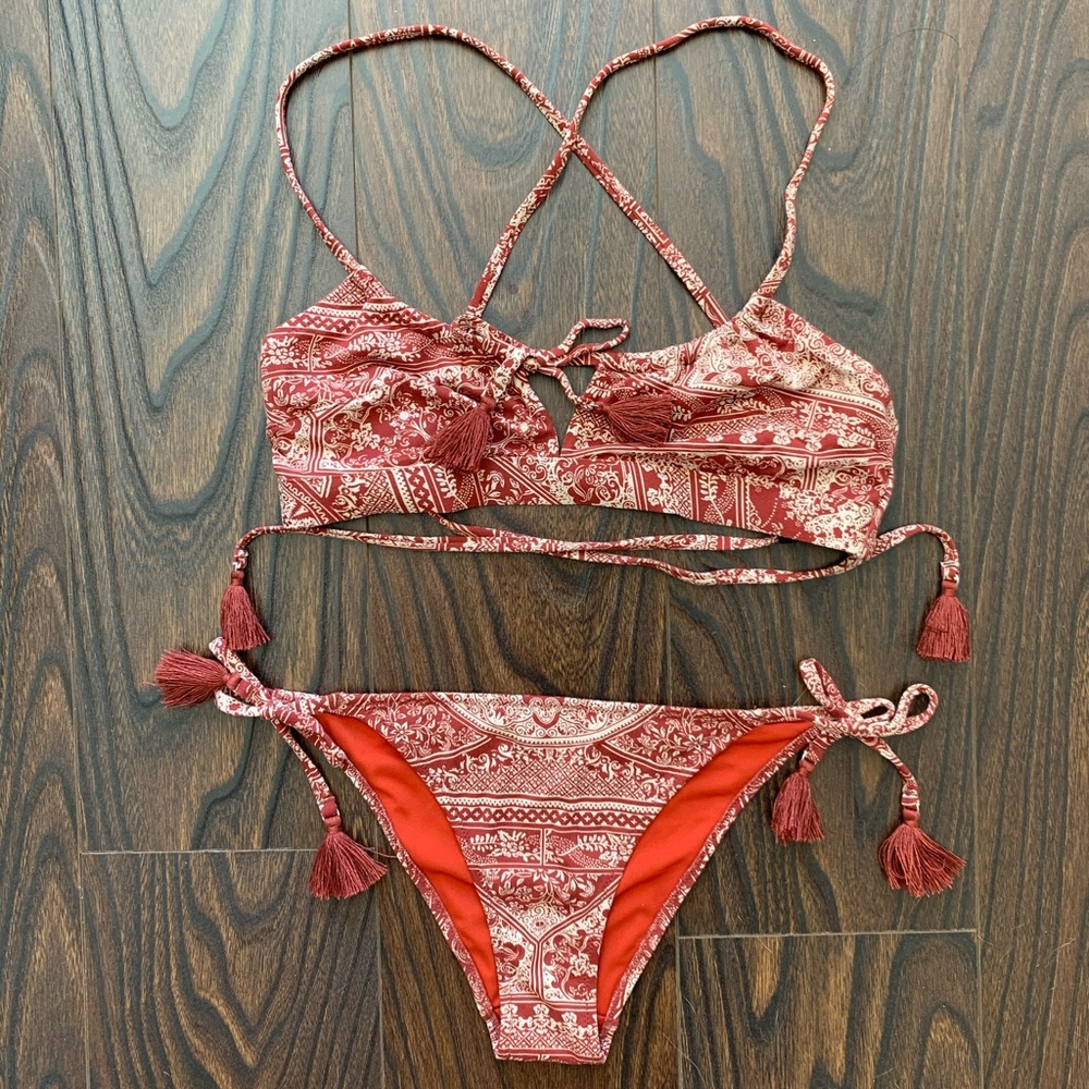 H&M Batik Print Tassel Bikini Bottoms